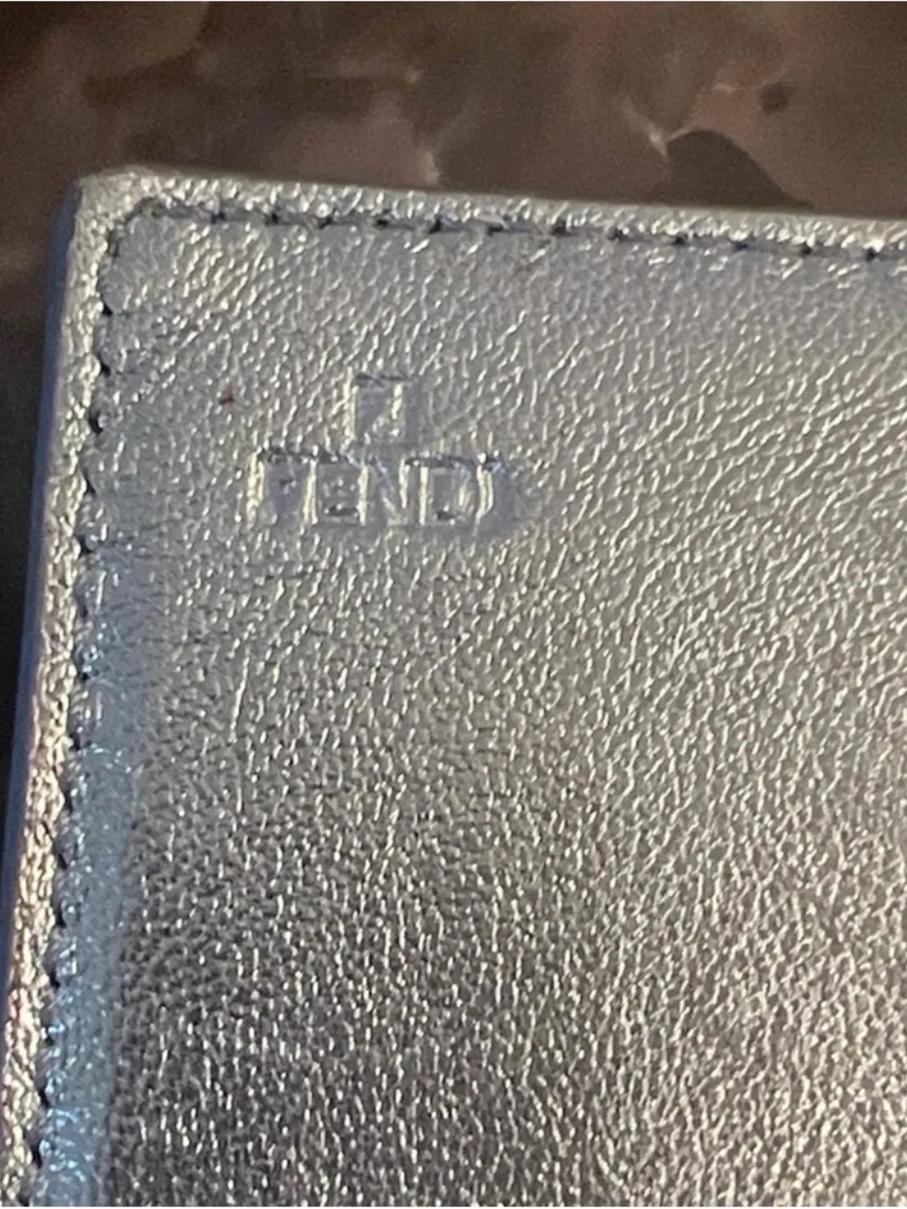 Fendi Silver Metallic Logo Wallet